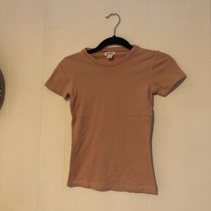 BEIGE BROWN COTTON TEE